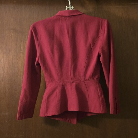 Vintage Thierry Mugler Red Wool Hourglass Blazer Jacket - Picture 5 of 16